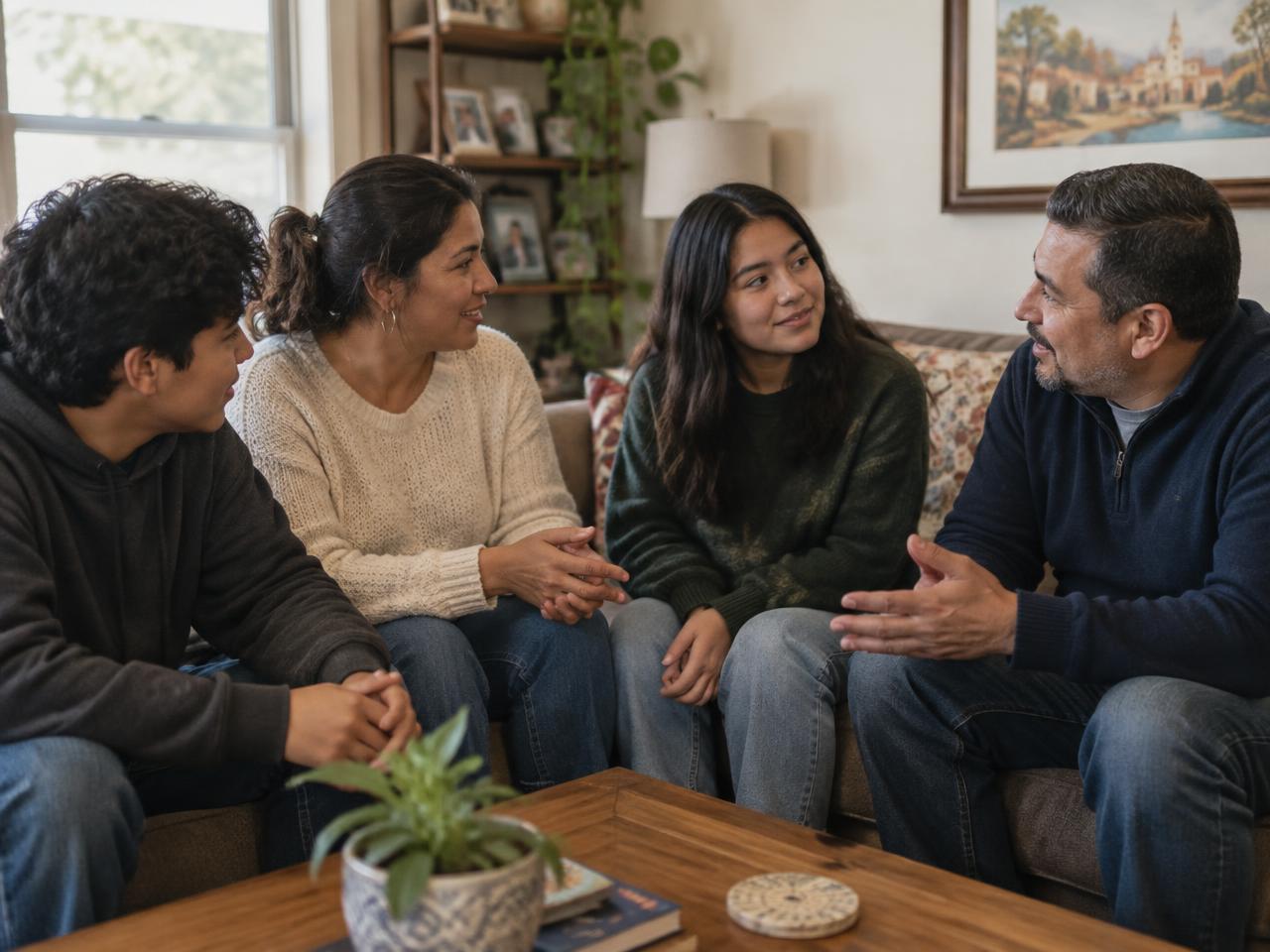 Family talking together