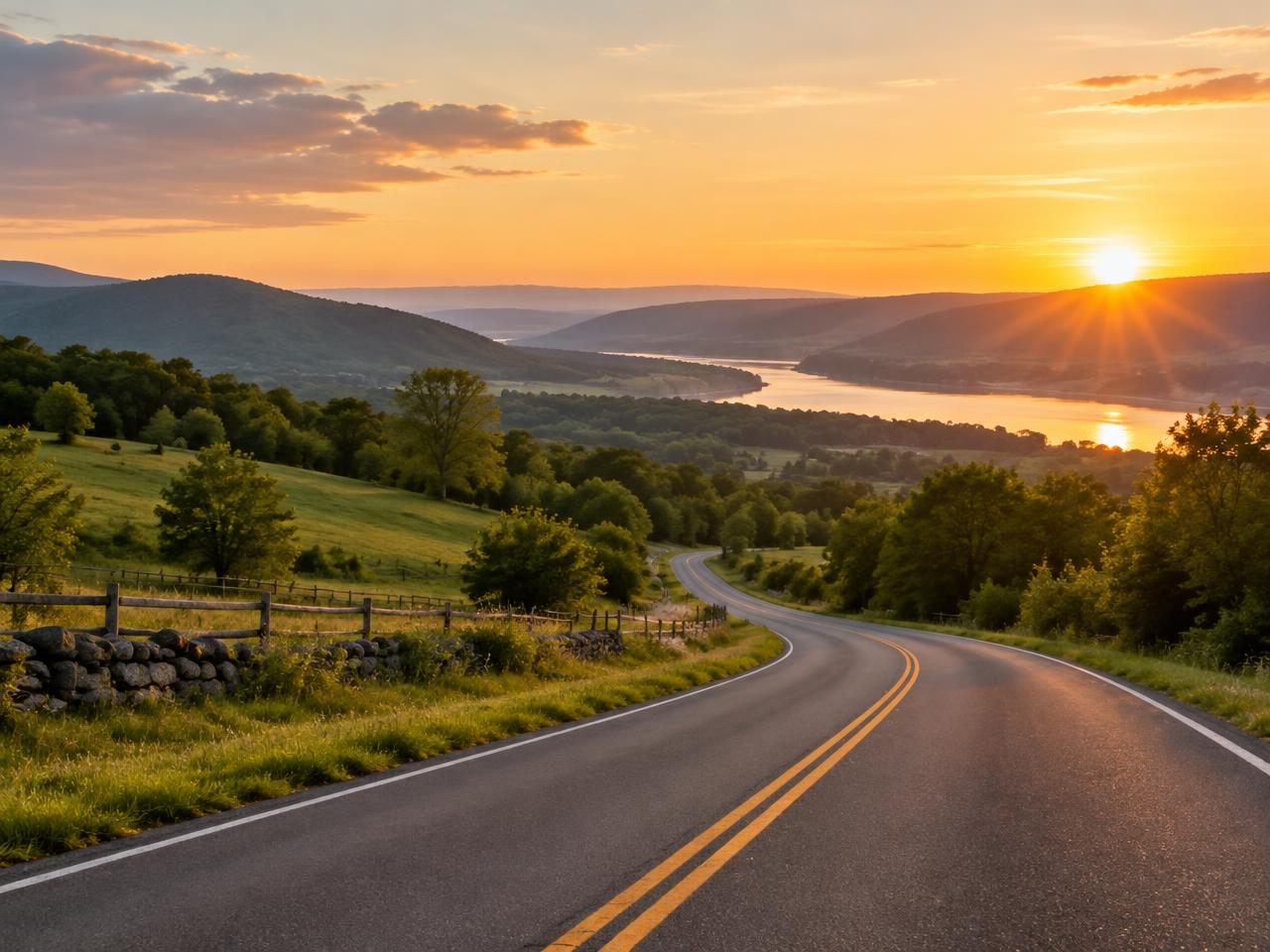 Open road through the Hudson Valley